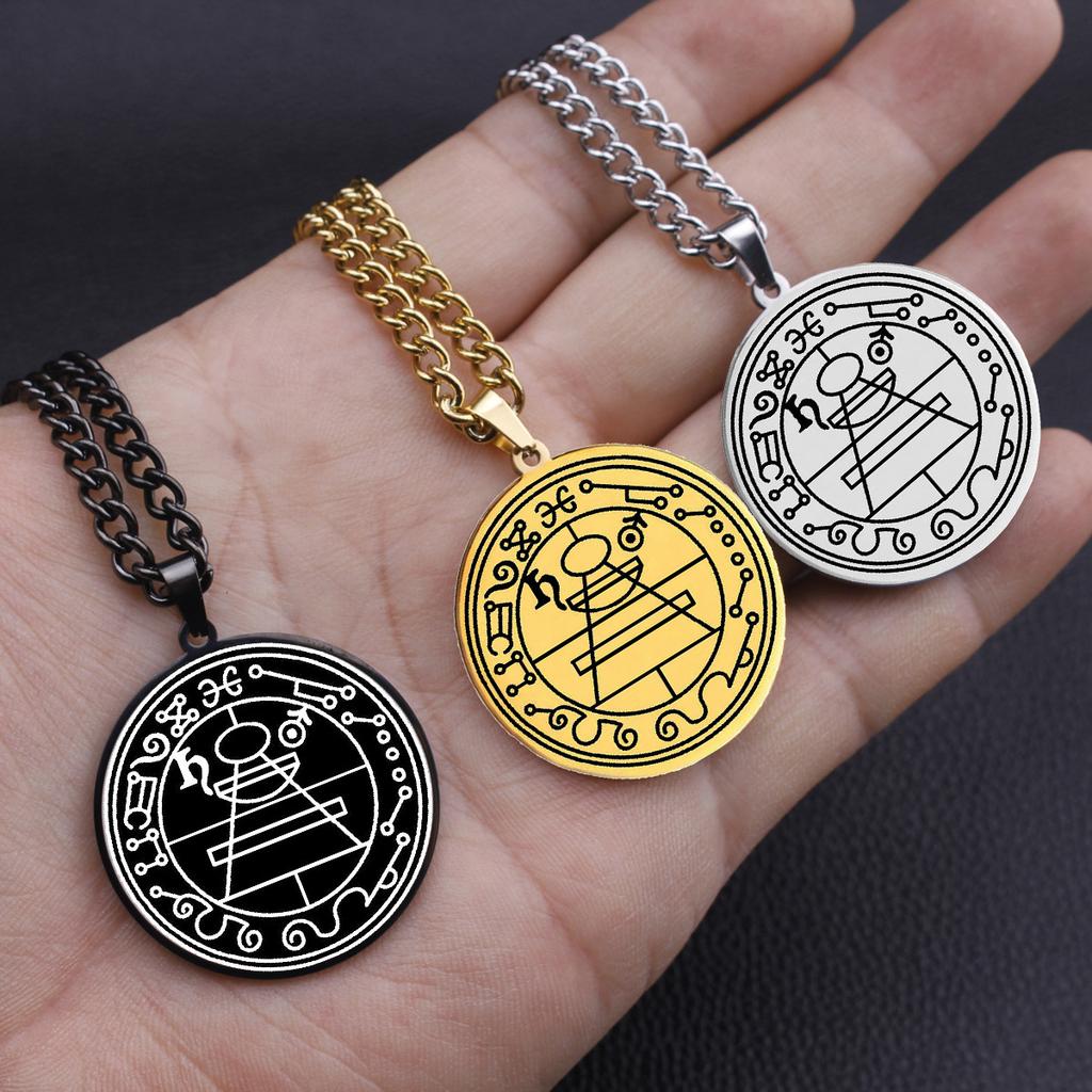 Pendant Solomon Lucky Round Irregular Geometric Symmetrical Pattern Amulet Necklace