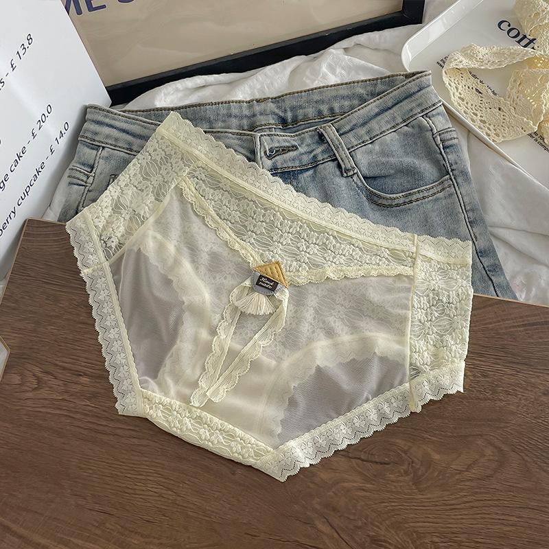 

Трусы из французского атласного кружева, женские трусы со средней талией Pure Desire, черные сексуальные кружевные слегка полые трусы для девочек one size шампанского