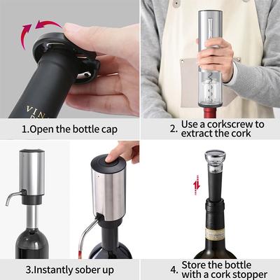 4 In 1 Electric Decanter Set Easy To Clean New Pneumatic Intelligent And Fast Electronic Red Wine Automatic Opener Dispenser
