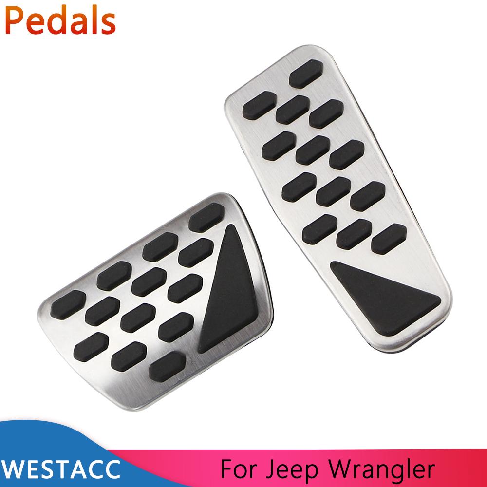Stainless Steel Car Pedals for Jeep Wrangler JL 2018 -  AT Accelerator Brake Pedal Protective Cover Interior