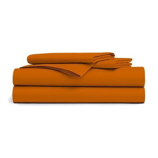 Drap Plat - DUBLANC - 240x300cm - Orange - 100% Coton - Résistant à l'utilisation intensive