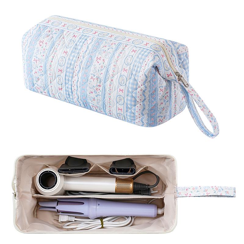 Large Capacity Hair Dryer Storage Bag, Quilted Portable Handheld Travel Case for Curling Iron, Multi-purpose Organizer Pouch KTB