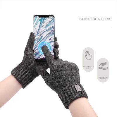 Men's Winter Warm Touch Screen Gloves Fleece Lined Wool Knitted Cold Weather Outdoor Gloves
