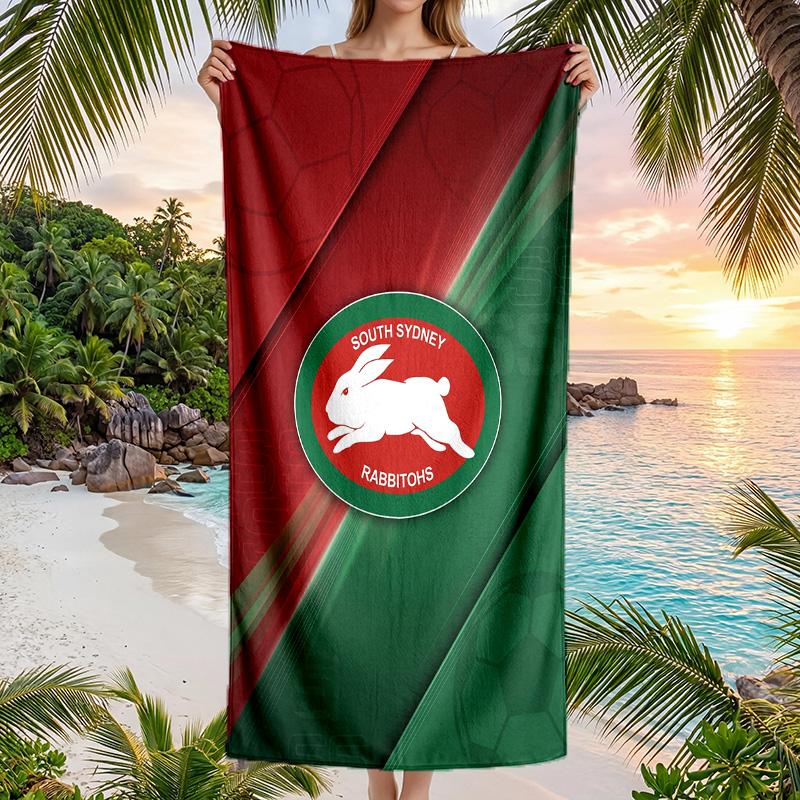 South Sydney Rabbitohs Fashion Beach Towel Portable Soft Quick Dry Towel For Swimming Camping Holiday Use
