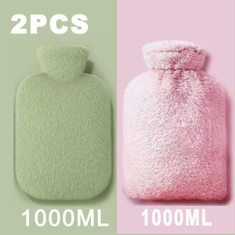 1/2PCS1000ML Soft Hand Warmer Hot Water Bag Bottles Removable Washable Foot Warmer with Cloth Cover Explosion-Proof Girl Winter