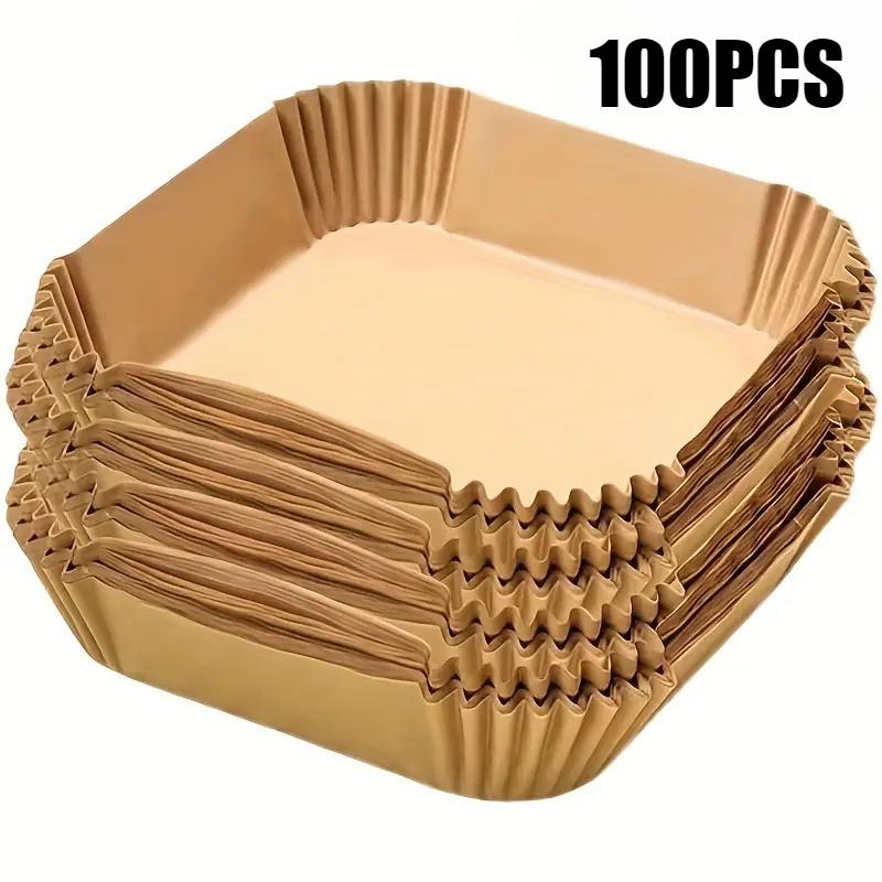 50/100 SZT. Papierowe wkładki do frytkownicy powietrznej Jednorazowy papier do pieczenia Nieprzywierający Kwadratowy Frytkownica powietrzna Kuchenka mikrofalowa Grill Akcesoria kuchenne