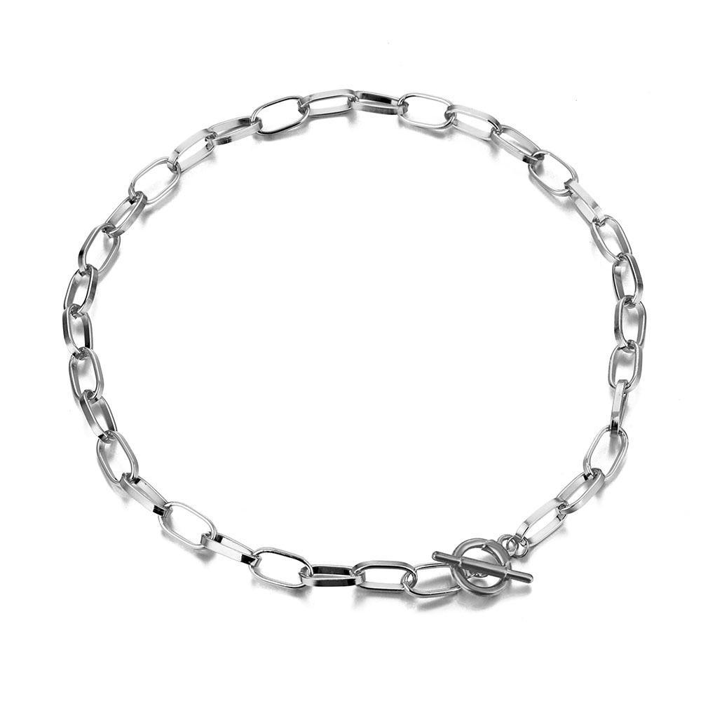 

Корейське хіп-хоп-стиль Alloy OT Пряжка Намисто - простий європейський і американський ланцюжок для ключиць для жінок HZS1767-2
