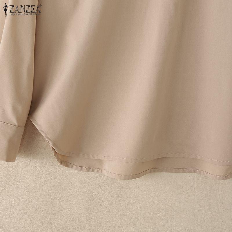 ZANZEA Damen Casual Umlegekragen 3/4 Ärmel Lockere Bluse