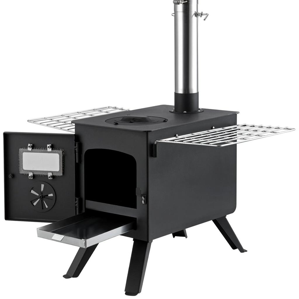 Wood Stove, 86 Inch, Alloy Steel Camping Tent Stove, Portable Wood Burning Stove with Chimney Pipes & Gloves, 1400in³Firebox Hot Tent Stove for