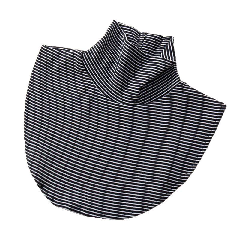 Girls' Knitted Striped Turtleneck Dickey – Versatile Scarf & Decorative Collar for Autumn/Winter