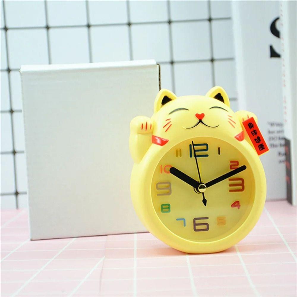 Creative Kids Alarm Clock Cartoon Table Clock Cat Desktop Decoration Lucky Cat Alarm Clock  Student