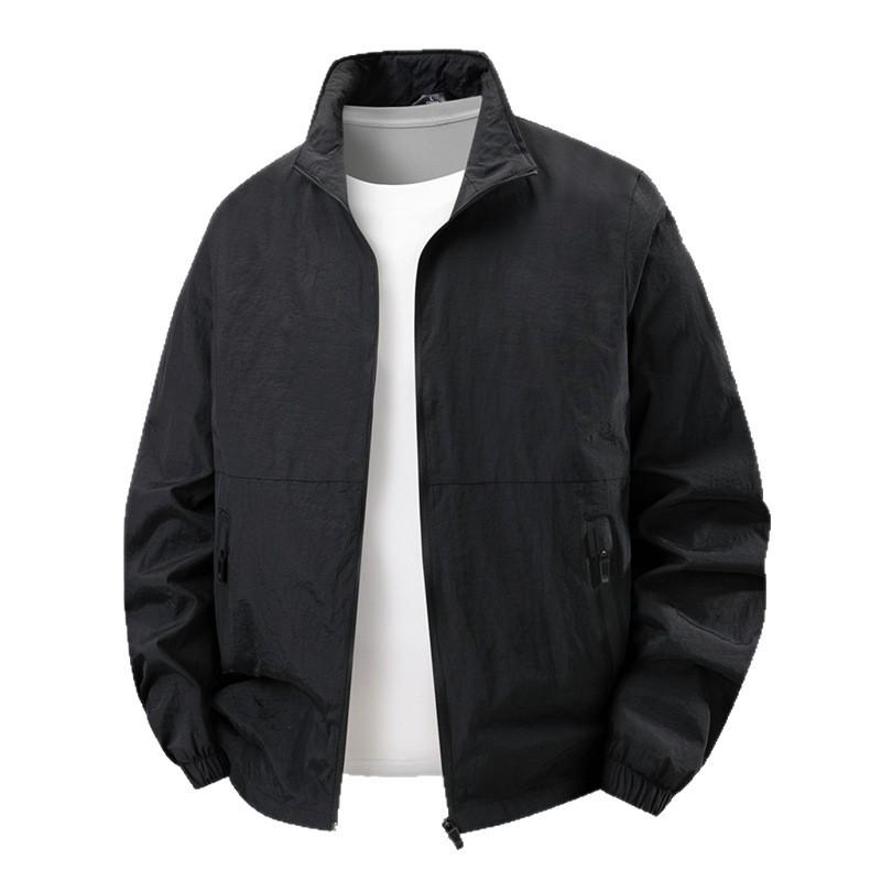 Updated Stand Collar Work Jacket for Mens Middle-aged Outdoor Use Athletic and Everyday Comfortable Fit Wind Shield Jacket