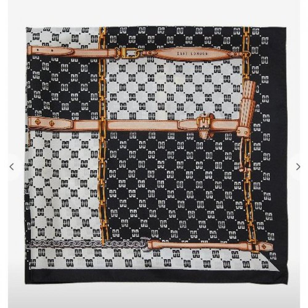 Daks Black Dd Chain Pattern Silk Square Scarf Dcsc1f021bk