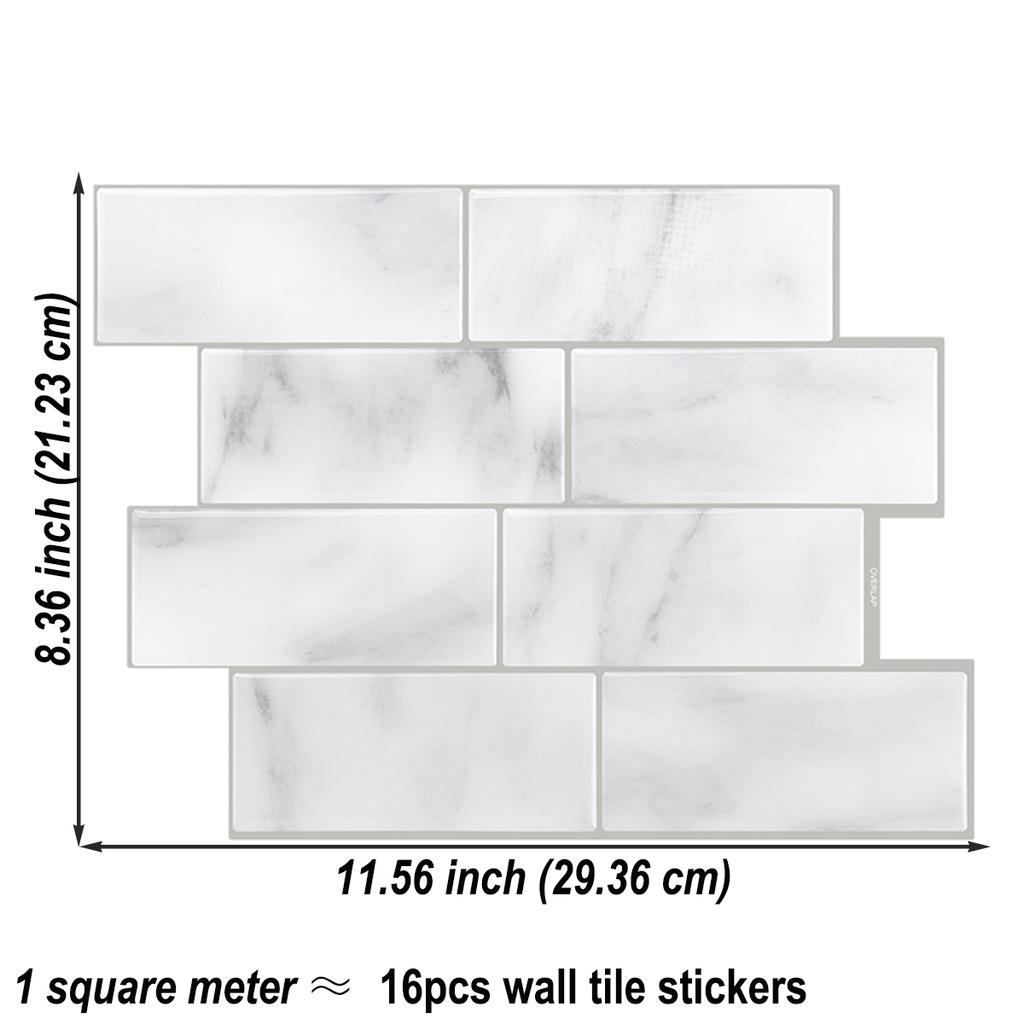 3 Pcs/pack Strong Adhesive Wallpaper DIY Subway Wall Tiles Kitchen Bathroom Backsplash Stickers Waterprof for Home Decoration