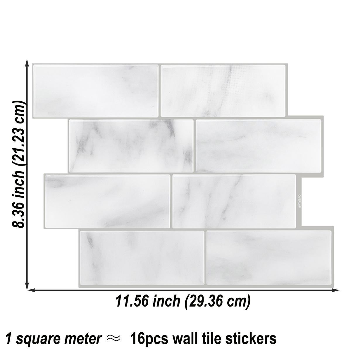 

3 pcs/pack Strong Adhesive Wallpaper DIY Subway Wall Tiles Kitchen Bathroom Backsplash Stickers Waterprof for Home Decoration 3 Sheets