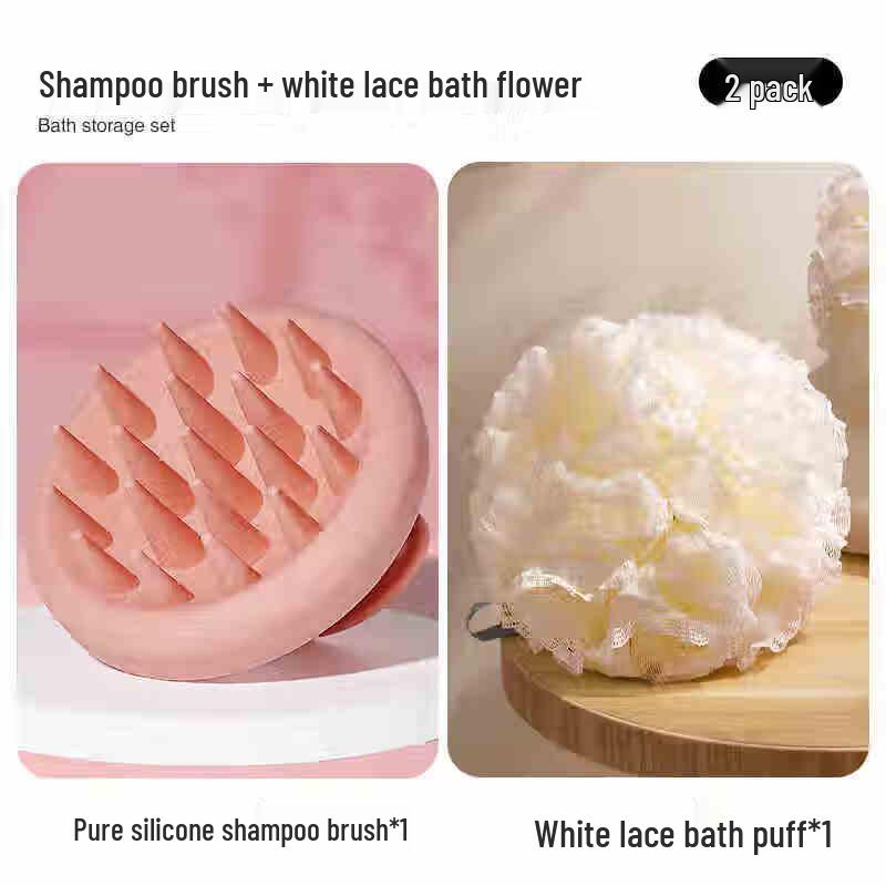 Silicone Scalp Massager with Bath Puff