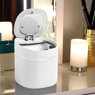Trash Bin For Desk Desk Garbage Can With Press Lid Space-Saving Container Household Waste Basket For Study Room Dorm Restroom