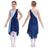 Kids Girls Contrast Color Stylish Sleeveless Round Neckline Shiny Sequins Decorated Irregular Hem Dance Dress