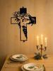 Rustic Metal Wall Cross Art Vintage Farmhouse Decor Indoor Outdoor Christian Spiritual Gift Holiday Home Accent