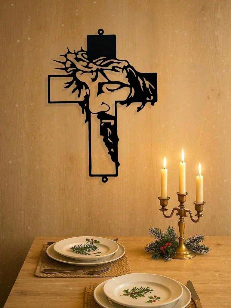 Rustic Metal Wall Cross Art Vintage Farmhouse Decor Indoor Outdoor Christian Spiritual Gift Holiday Home Accent