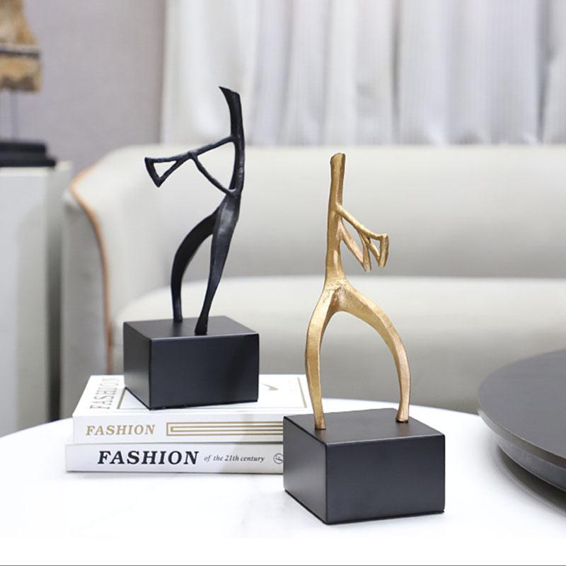 Abstract Geometric Metal Figure Sculpture Art Ornament Entrance Bedroom TV Cabinet Body Crafts Home Decoration High-end Gifts