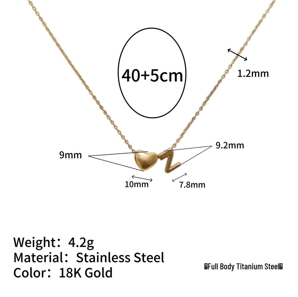 Herz Anhänger Halskette: 18K vergoldeter Edelstahl mit 26 englischen Buchstaben.