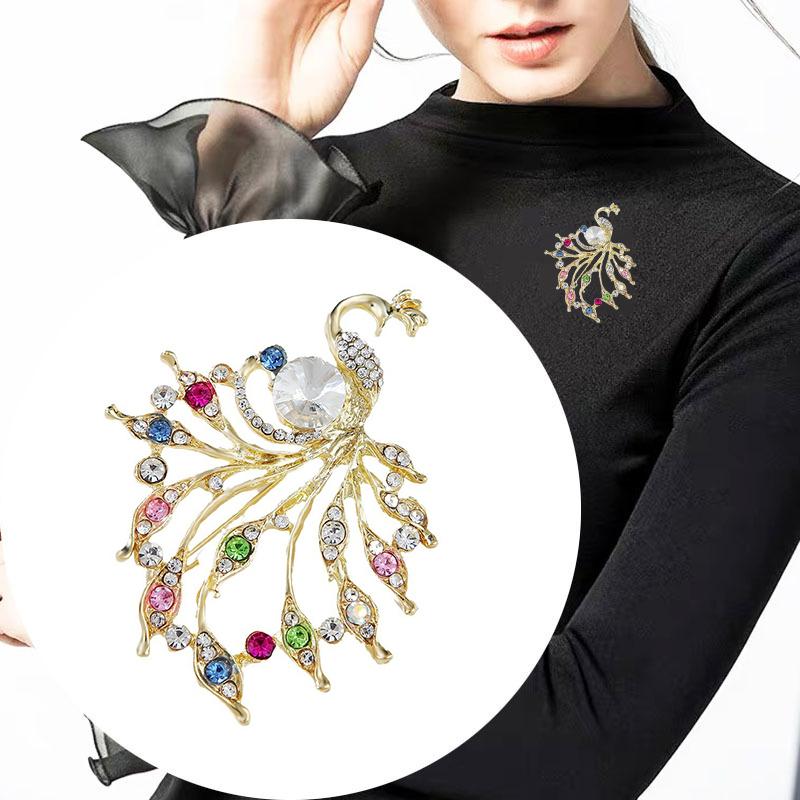 Fashion Rhinestone Peacock Brooches For Women Clothing Coat Jewelry Accessries Gifts
