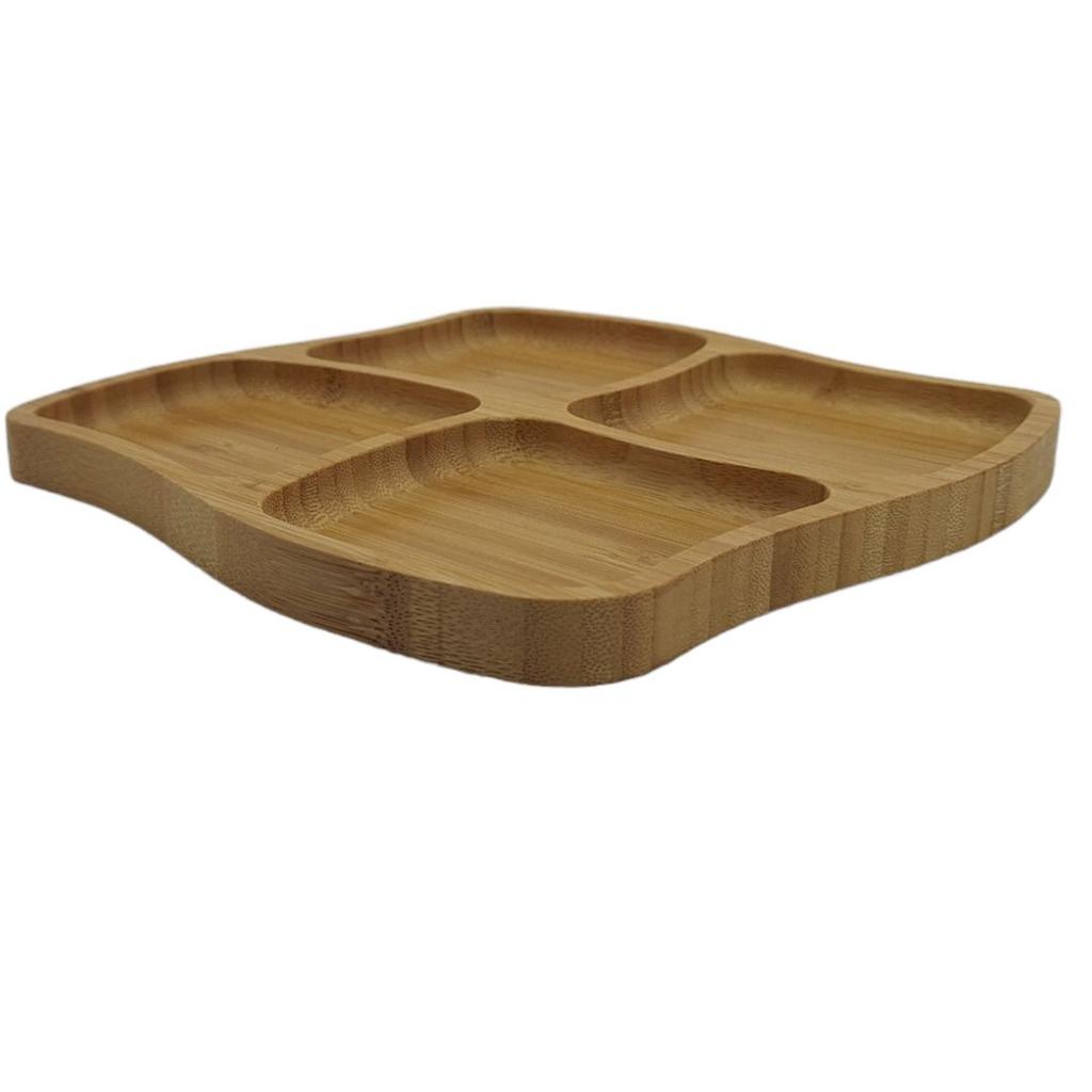 Plate Wooden Board Bamboo Plate Compartments For Snacks Dishes Cakes