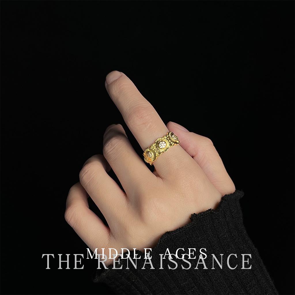 Французское ретро цветочное кольцо нишевое широкое кольцо на указательный палец темпераментное универсальное кольцо