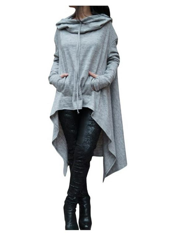 2023 Autumn/Winter European & American Solid Color Long Hooded Sweatshirt