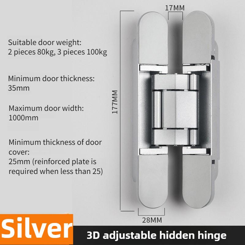 3D Adjustable Hidden Door Hinges Hotel Folding Door Inward and Outward Opening Concealed Door Closer Hardware Supplies