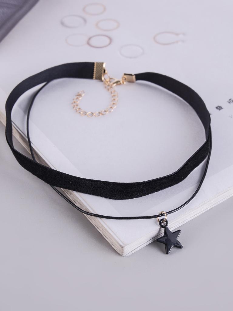 Charm Fashion Five-pointed Star Pendant Colorful Velvet Ribbon Double-layer Choker Necklaces for Women Collar Chain Jewelry Gift