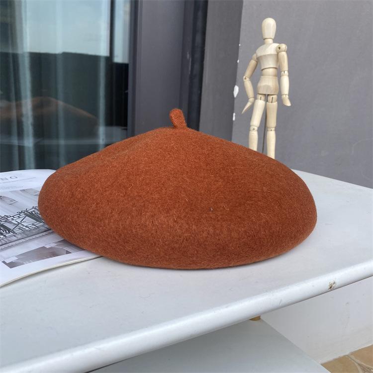 Upgraded Three-Dimensional Thickened Wool Beret Solid Color Versatile Painter Hat Warm Bud Hat Women