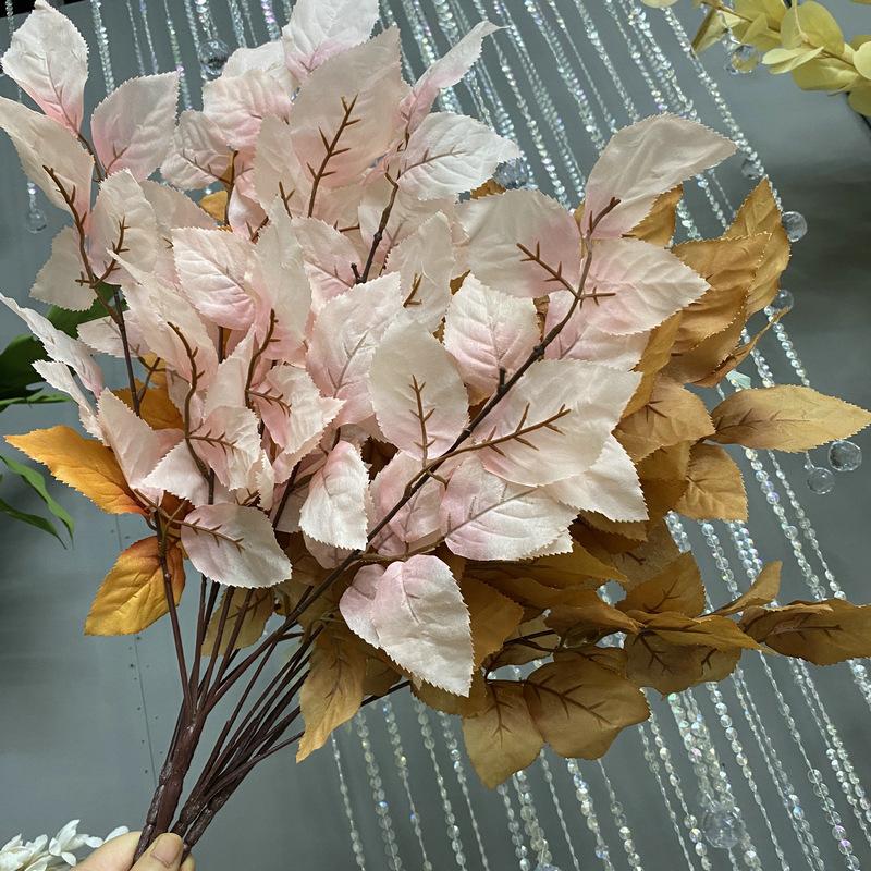 

Silk Autumn Plants Leaves Artificial Flower Hotel Decoration Silk Simulation Purple Rose Leaf Green Plant Table Decorative 5pcs