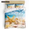 Azul Marinho Conchas de Coral Estrelas do Mar Capa de Edredom com Fronha Conjunto de Cama Personalizado 3 peças Capa de Colcha Cama de Casal Têxtil para Casa