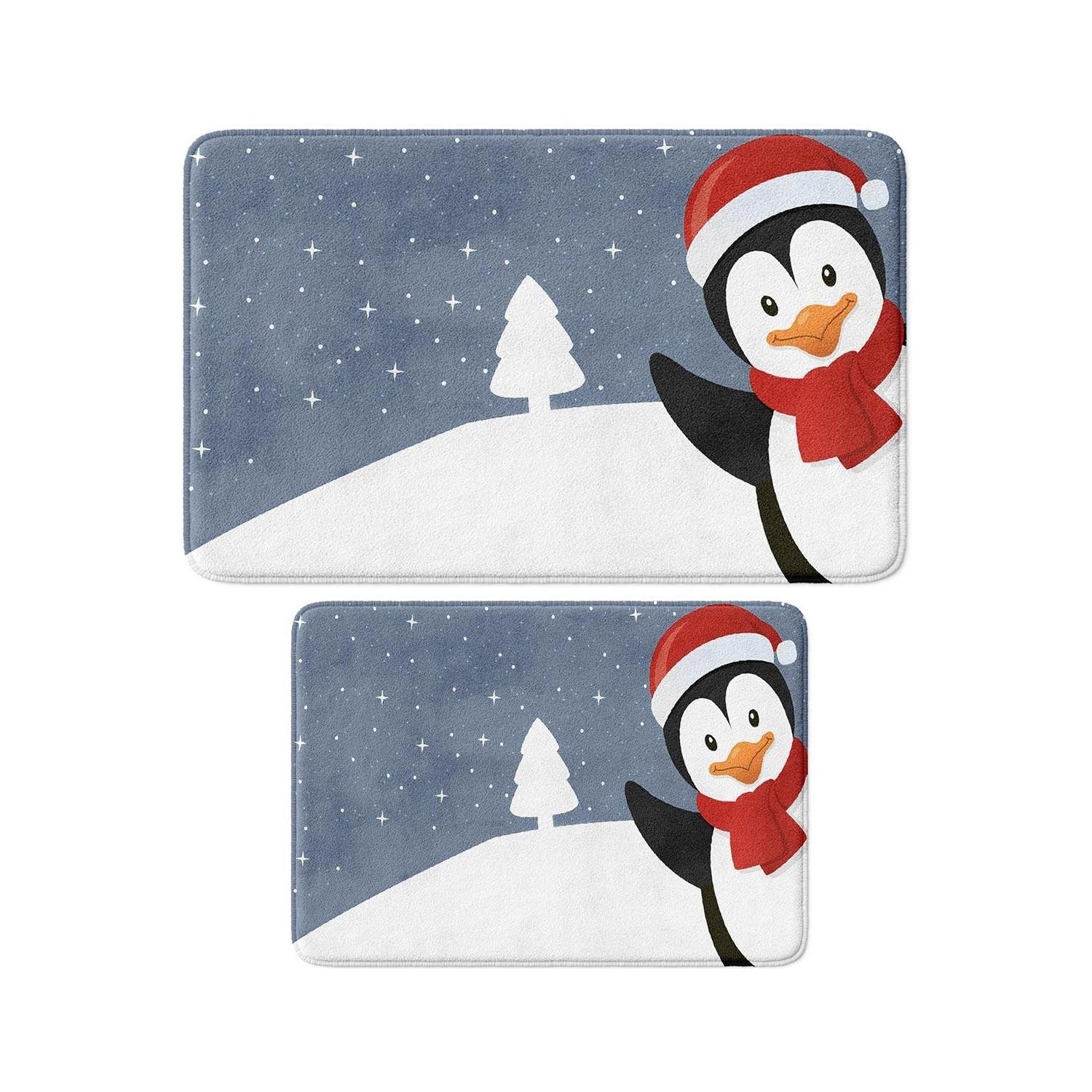 

Милый дизайн, рождественский декор, набор ковриков для ванной, нескользящее основание, машинная стирка, новогодний коврик 40x60_50x80 cm