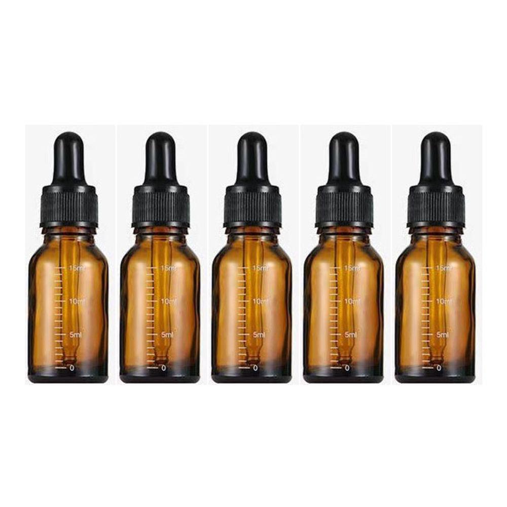 5pcs 5-100ml Graduated Dropper Bottle With Silicone Head Essential Oil Empty Dispenser High-Grade Light-Proof Glass Medicine Bottle