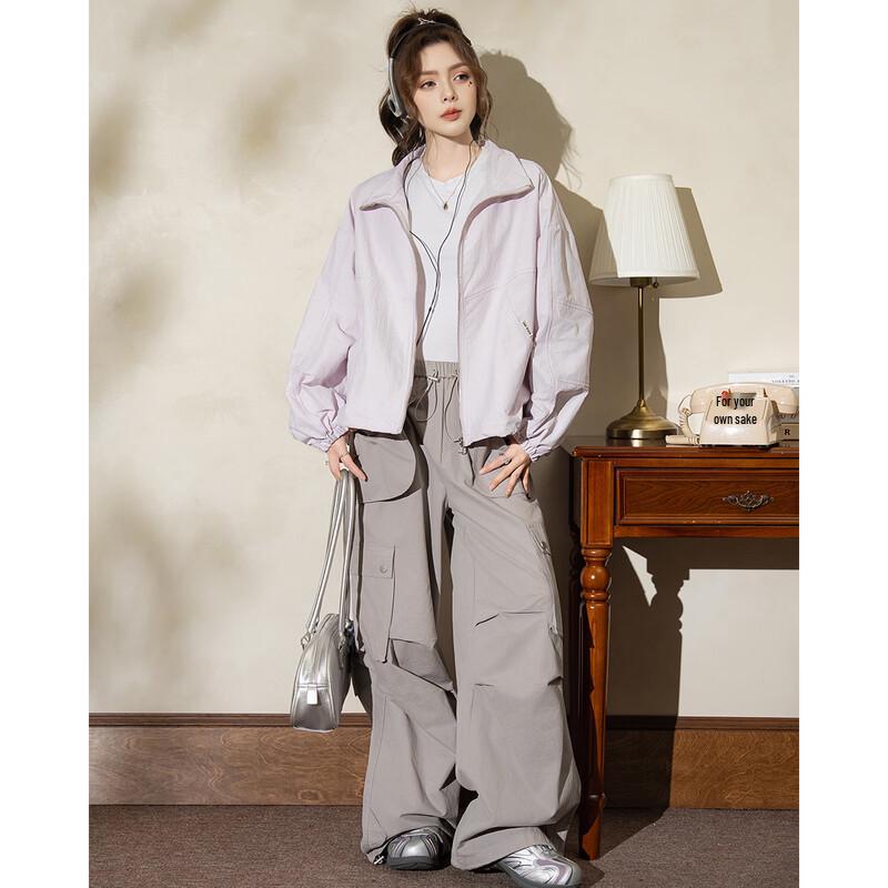 ET BOITE Women's Loose Fit Stand-Collar Casual Jacket