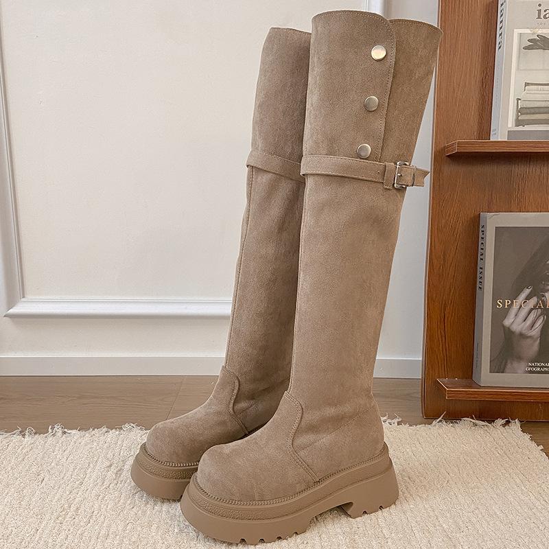 Modified Boots Two Wear Folded Thick-soled Boots Children's 2025 Autumn and Winter New Thick Heel Knee Knight Boots