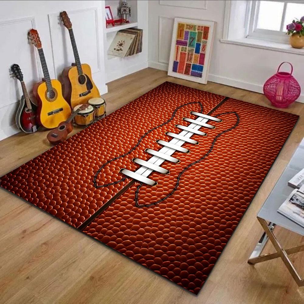 Football Texture with Laces Patterned carpet, non slip mat suitable for living room and bedroom sofas