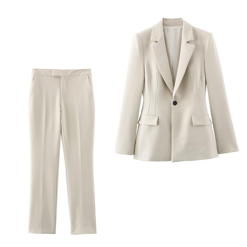 TAOP&ZA Women's Elegant Shoulder-Slimming Suit with Flared Pants - Spring/Summer Collection