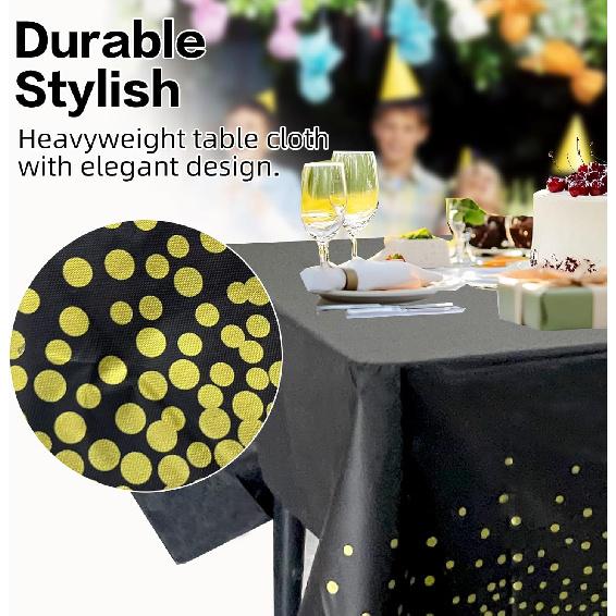 Cloth Disposable 6 Pack, 54 x 108 Inch Table Cloths, Party, Picnic, Wedding, Decorative Tablecloths, Rectangle, Plastic Cover, Leakproof & Sturdy