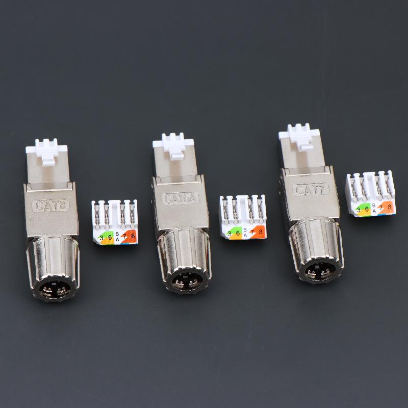 1Pc Cat7 Cat6A Cat8 Rj45 Connector Tool-Free Zinc Alloy Shielded Ethernet Termination Plugs