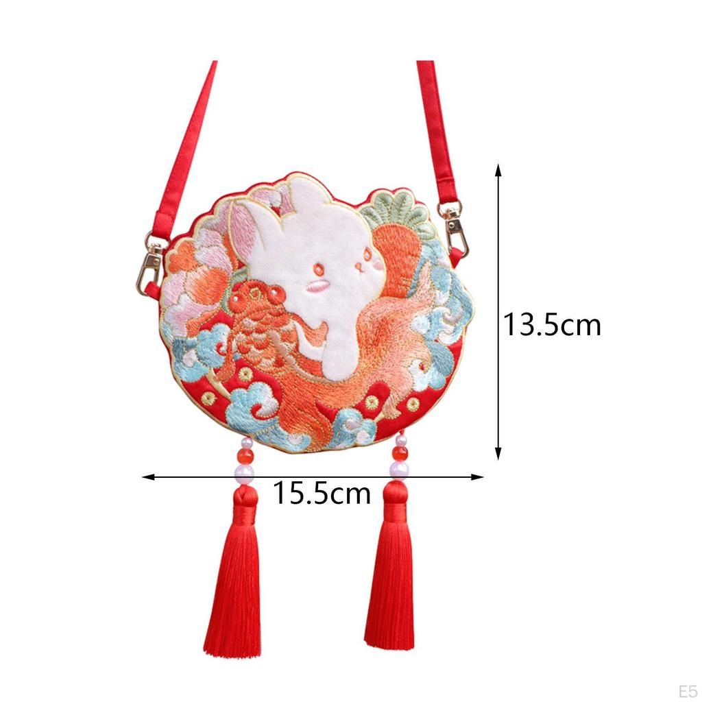 Chinesische Jahr Geldbörse Stickerei Umhängetasche Hanfu Tasche Happy Handy Kosmetik Schulter