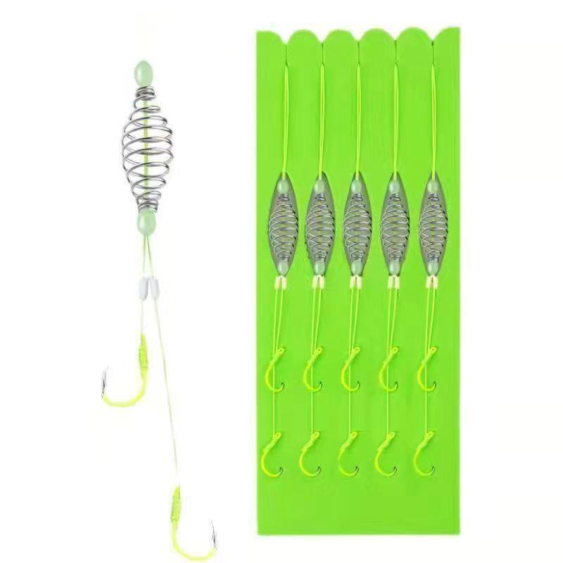 Spring Hand Rod Carp & Bighead Carp Fishing Rig with Luminous Anchor Triple Hook and PE Line for Night Fishing