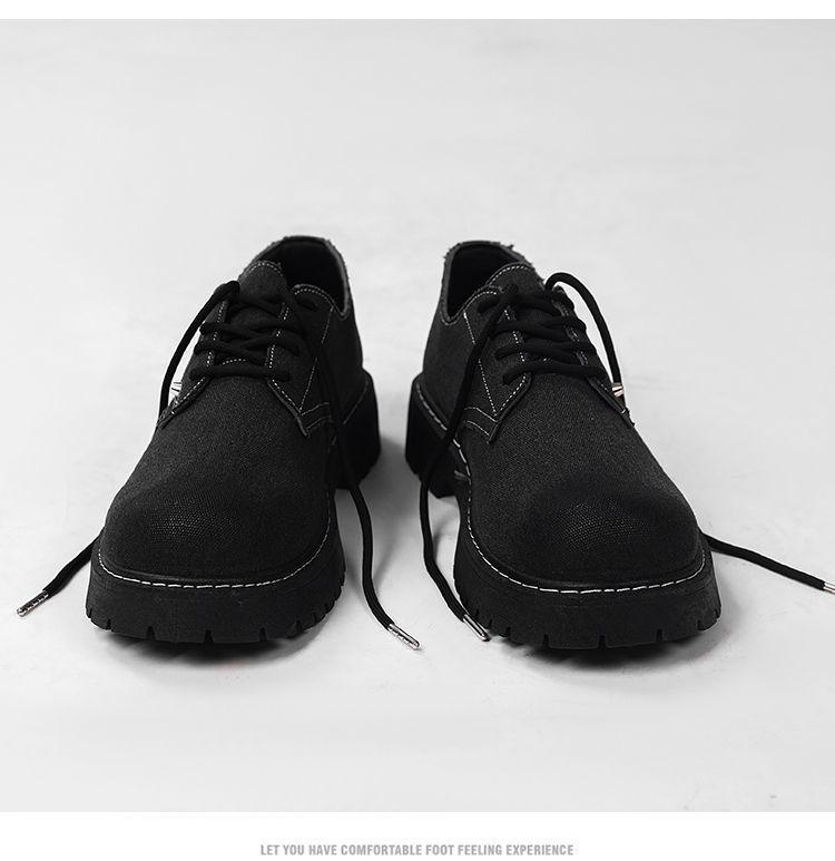 Men's Breathable Canvas Skate Shoes - Versatile Casual Design with Thick Sole and Height Boost