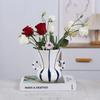 European Style Ceramic Amphora Striped Vase Hydroponic Flower Arrangement Container Living Room Dining Table Floral Vase Gifts