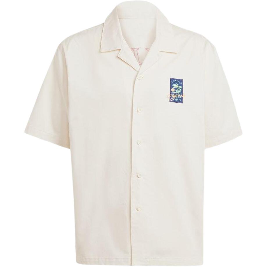 Adidas Originals Leisure League Letter Logo Polo Loose Fit Single-Breasted Short Sleeve Shirt Men Shirts White JD6345