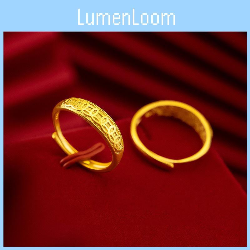 Unique Gold Brass Coin Ring For Women Adjustable Open Stylish Finger Jewelry