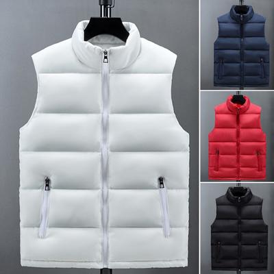 Herbst Winter Männer Weste Einfarbig Verdickt Stehkragen Zipper Slim Fit Ärmellose Jacke für Den Täglichen Verschleiß